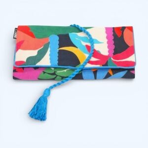 Beach Riot Printed Roll Up Travel Jewelry Organizer Case Blue Interior